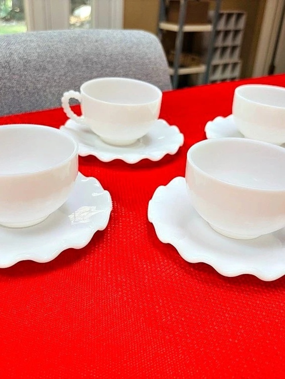 Vintage Hazel Atlas Ripple Crinoline Teacup and Saucer Set